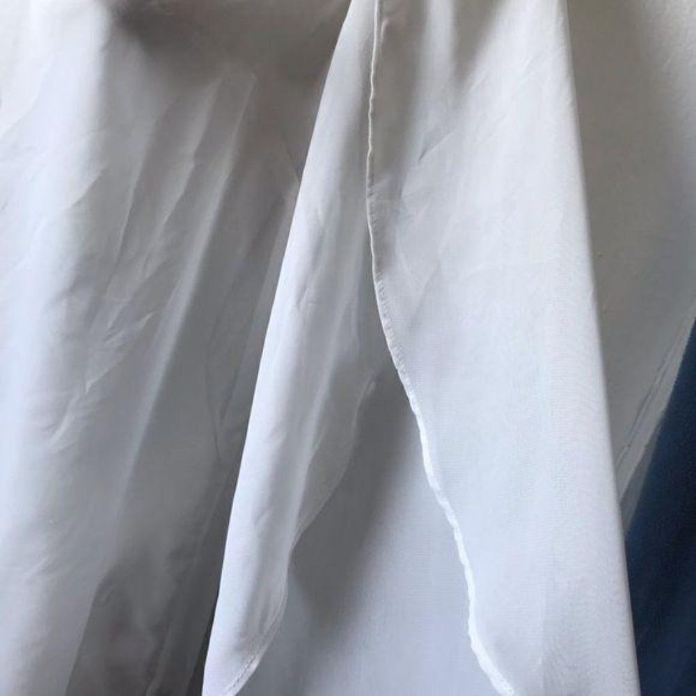 AB Studio Mesh Ruffle Sleeve Blouse White Small - Picture 4 of 6